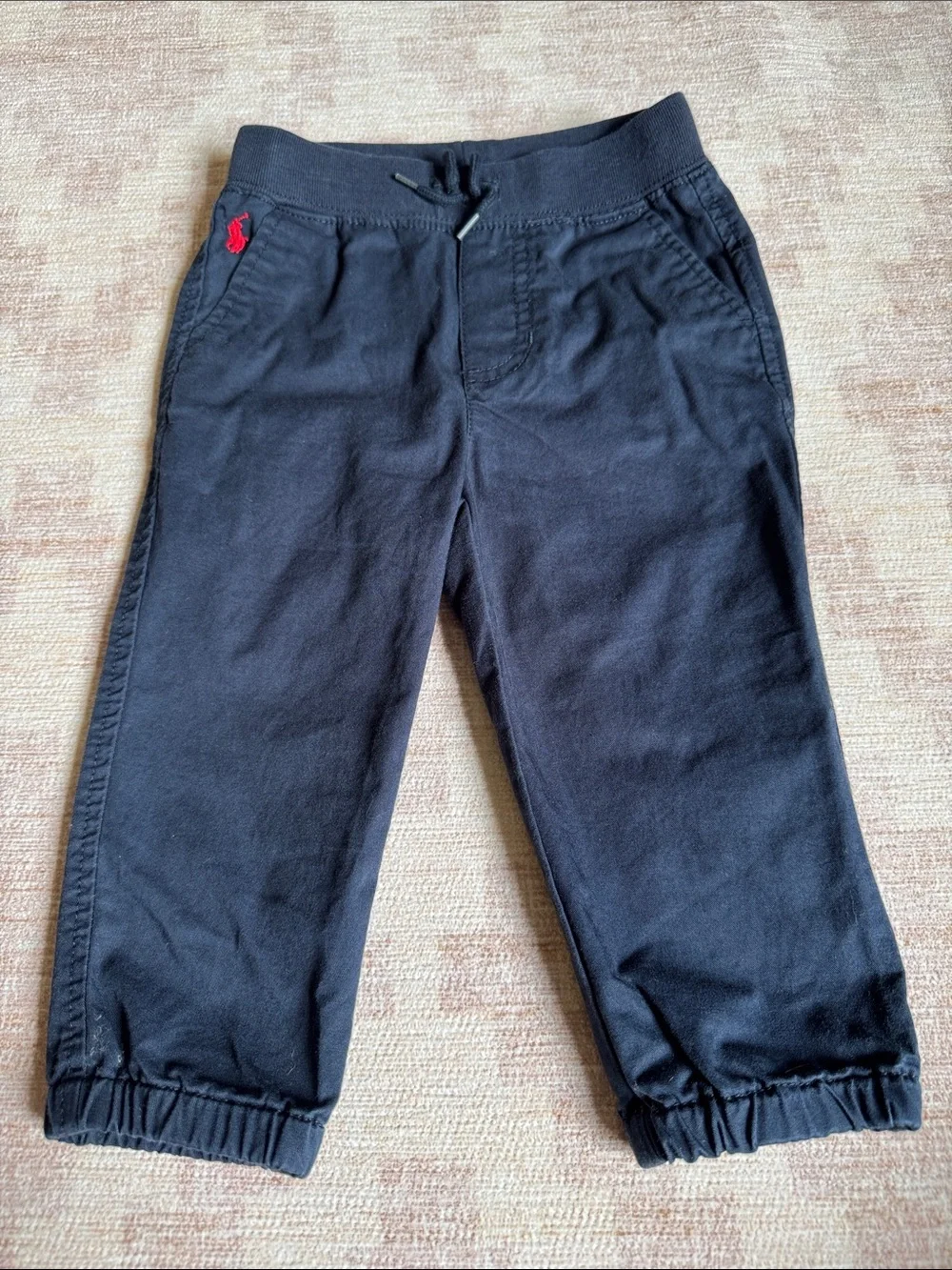 Ralph Lauren Kids Cotton Navy Joggers with Red Pony size 12M